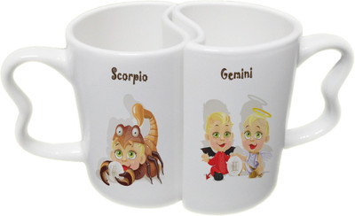 

Ucard Scorpio and Gemini Zodiac Sign Couple Bone China, Ceramic, Porcelain Mug(325 ml), Multicolor