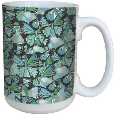 

Tree-Free Greetings Greetings lm43653 Amazing Blue Butterfly Pattern by Shell Rummel Ceramic with Full-Sized Handle, 15-Ounce, Multicolored Ceramic Mug(60 ml), Multicolor