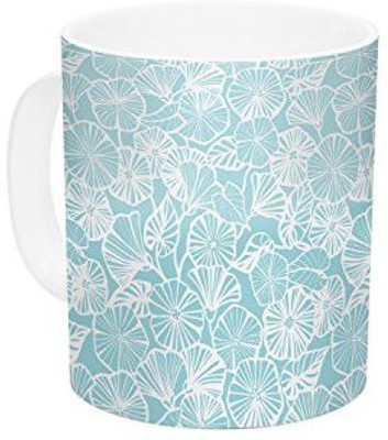 

Kess InHouse InHouse Jacqueline Milton Vine Shadow-Aqua Blue Floral Ceramic Coffee, 11 oz, Multicolor Ceramic Mug(60 ml)