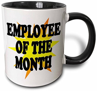 

3dRose mug_193315_4 Employee of The Month Two Tone Black, 11 oz, Black/White Ceramic Mug(60 ml), Multicolor