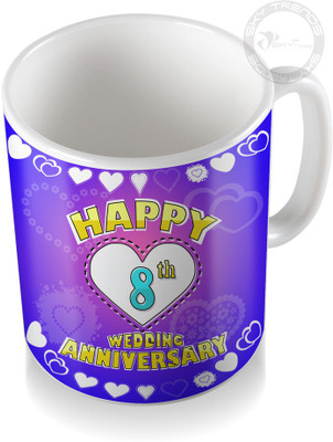 

SKY TRENDS 8th Happy Wedding Anniversary Coffee Ceramic Mug(320 ml), White