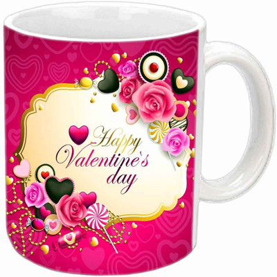 

Raj Laxmi Valentine roses white Ceramic Mug(380 ml)
