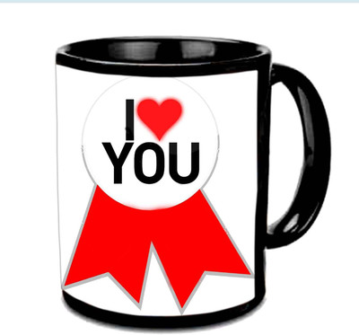 

Raj Laxmi I Love You Unique Design Multicolor Ceramic Mug(350 ml), Black