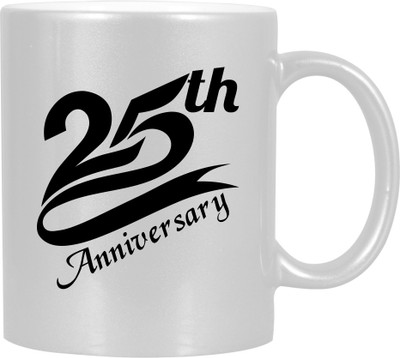 

HuppmeGift Happy Anniversary Silver Ceramic Mug(350 ml)