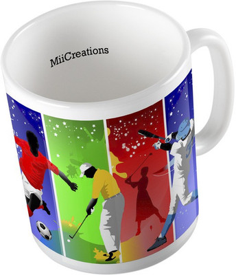 

MiiCreations Printed Sports Players Vector Ceramic Mug(325 ml), Multicolor