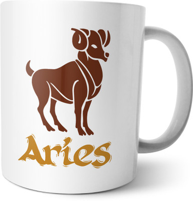 Chiraiyaa Star Sign Aries Ceramic Mug(300 ml), Multicolor