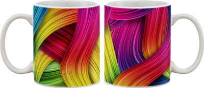 

Artifa Abstract Colourful Bands Porcelain, Ceramic Mug(350 ml), Multicolor