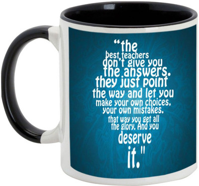 

AllUPrints Best Teachers Always Point Towards Best Direction Ceramic Mug(325 ml), Black
