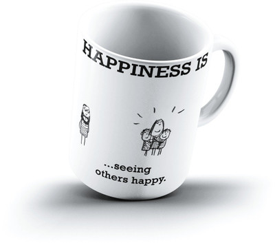 

Ucard Happiness Is2139 Bone China, Ceramic, Porcelain Mug(325 ml), Multicolor