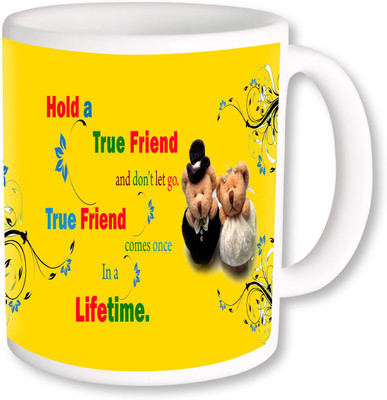 

PhotogiftsIndia True Friend With Teddy Ceramic Mug(325 ml), Multicolor