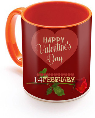 

SKY TRENDS Valentine Gift for Girlfriend Love Printed I Love U Forever Perfect for Her Him Wife Fiance Anniversary And Birthday STGD013 Ceramic Mug(325 ml), Orange