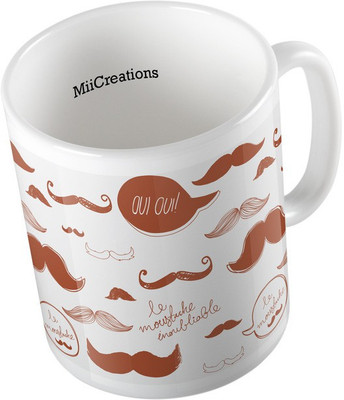 

MiiCreations Printed Be Moustache Inoubliable Ceramic Mug(325 ml), Multicolor
