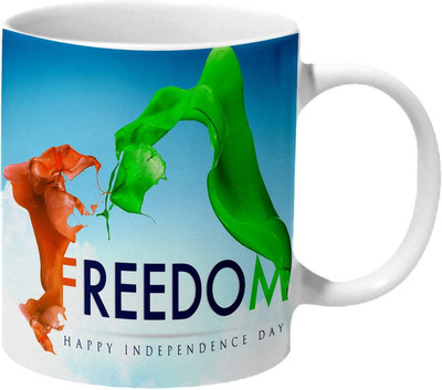 

Mooch Wale Freedom Happy Independence Day Ceramic Mug(325 ml), Multicolor