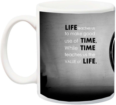

ME&YOU Gift for Husband/Wife/Boyfriend/Girlfriend/lover;Life teaches us to make good use of time HD printed Ceramic Mug(325 ml), Multicolor