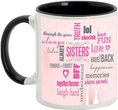 

AllUPrints Gift For Bahiya Dooj/ Brother/ Sister - Creativity Done By Text Black Ceramic Mug(325 ml)