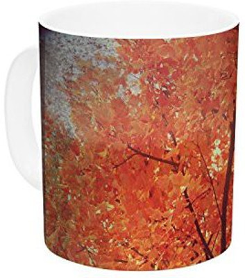 

Kess InHouse InHouse Robin Dickinson Imagine Orange Leaves Ceramic Coffee, 11 oz, Multicolor Ceramic Mug(60 ml)