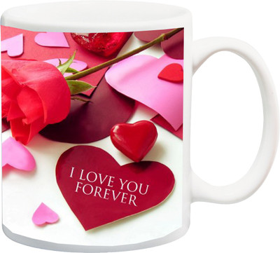 

ME&YOU Gift for Husband/Wife/Girlfriend/Boyfriend;I Love You Forever Rose printed Ceramic Mug(325 ml), Multicolor