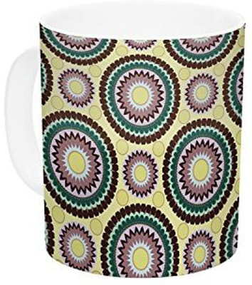 

Kess InHouse InHouse Mydeas Patio Decor Yellow Teal Ceramic Coffee, 11 oz, Multicolor Ceramic Mug(60 ml)