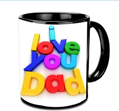 

Raj Laxmi Lovely Font Design Fathers Day Wishes Multicolor Ceramic Mug(3.5 ml), Black