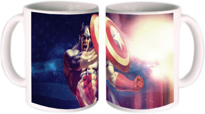

Shopmillions Captain America Shield Ceramic Mug(300 ml)