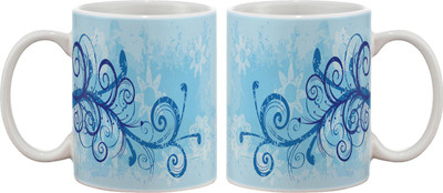 

Artifa Blue Floral Design Porcelain, Ceramic Mug(350 ml), Multicolor