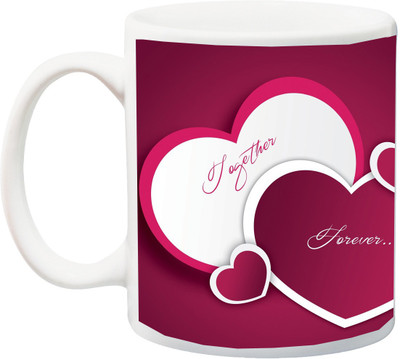 

ME&YOU Gift for Husband/Wife/Girlfriend/Boyfriend/Lover;To gether Forever printed Ceramic Mug(325 ml), Multicolor