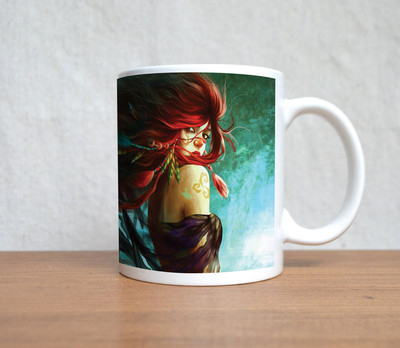 60% OFF on StyBuzz Long Haired Tribal Girl Art Ceramic Coffee Mug(300 ml)