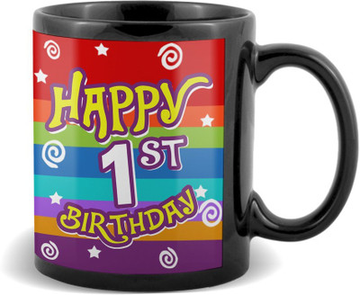 

SKY TRENDS Happy 1st Birthday Black Coffee Ceramic Mug(320 ml)