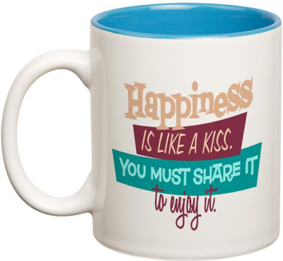 

Prithish Happiness Is Like A Kiss Double Color Ceramic Mug(330 ml), Multicolor