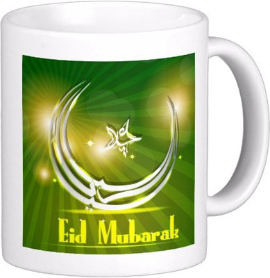 

Exoctic Silver Eid Mubarak AB002 Ceramic Mug(300 ml), Multicolor