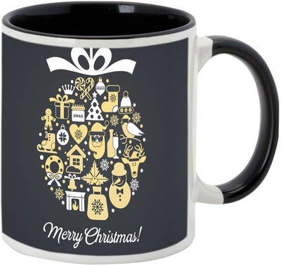 

AllUPrints Merry Christmas To One And All Ceramic Mug(325 ml), Black
