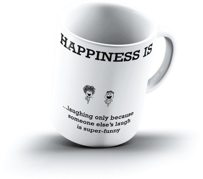 

Ucard Happiness Is1702 Bone China, Ceramic, Porcelain Mug(325 ml), Multicolor