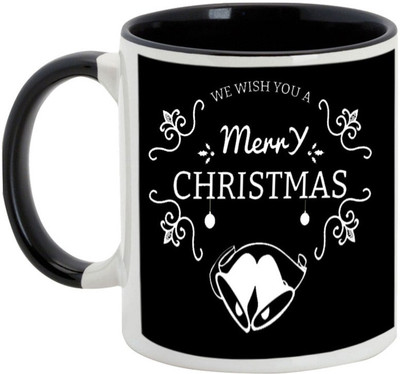 

AllUPrints Christmas Bells Ceramic Mug(325 ml), Black