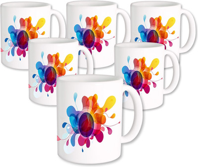 

Heyworlds Gifts for Pattern Design set six 08 Ceramic Mug(325 ml, Pack of 6), Multicolor