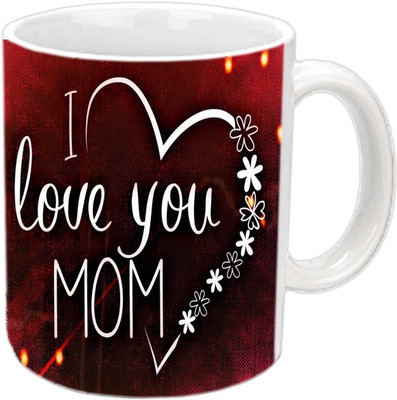 

ME&YOU I Love you Mom in heart Flower shape White Ceramic Mug(3.5 ml)