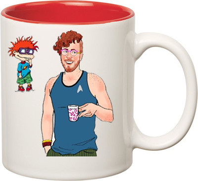 

HuppmeGift Eddy Mature Inner Red Ceramic Mug(350 ml), Red;white