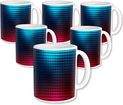 

Heyworlds Gifts for Music Pattern Design set of six 04 Ceramic Mug(325 ml, Pack of 6), Multicolor