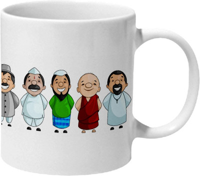

Mooch Wale Simply Indian Ceramic Mug(325 ml), Multicolor