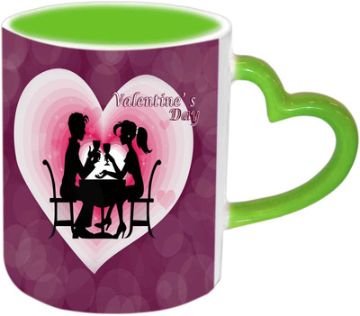 

Raj Laxmi Dating Couple Green Handle Valentine Ceramic Mug(350 ml)