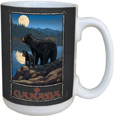 

Tree-Free Greetings Greetings lm43346 Scenic Canada Bear and Cub by Paul A. Lanquist Ceramic with Full-Sized Handle, 15-Ounce, Multicolored Ceramic Mug(60 ml), Multicolor