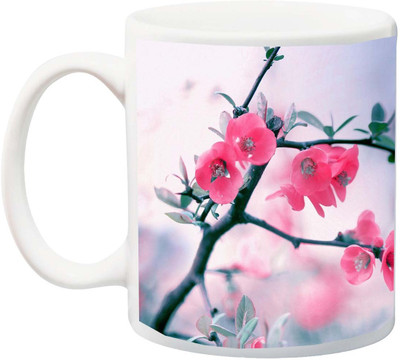 

ME&YOU Beautiful White Flowers with Pink Roses 3D Designer Printed Ceramic Mug(325 ml), Multicolor