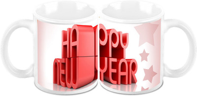 

Homesogood Lets Make New Year Memorable (Set Of 2) Ceramic Mug(325 ml, Pack of 2)
