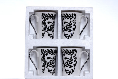 

Pearl A45 Bone China Mug(350 ml, Pack of 4), Black