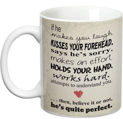 Prithish He's Quite Perfect Ceramic Mug(330 ml), Multicolor