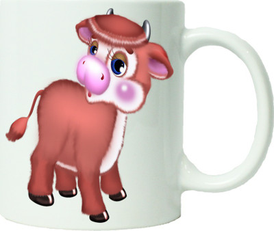 

Maison N Mode Cute Red Cow Coffee Ceramic Mug(330 ml), Multicolor