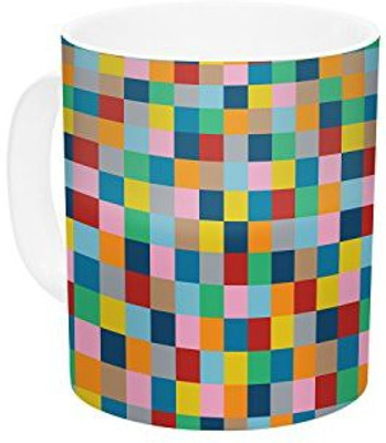 

Kess InHouse InHouse Project M Colour Blocks Geometric Rainbow Ceramic Coffee, 11 oz, Multicolor Ceramic Mug(60 ml)