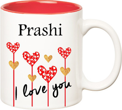 

Huppme I Love You Prashi Inner Red (350 ml) Ceramic Mug(350 ml), Red;white