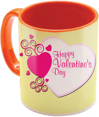 

SKY TRENDS Valentine Gift for Girlfriend Love Printed I Love U Forever Perfect for Her Him Wife Fiance Anniversary And Birthday STGD054 Ceramic Mug(325 ml), Orange