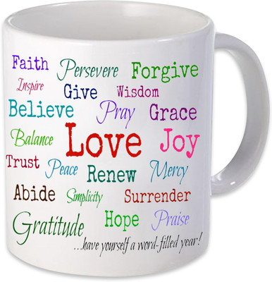 

Heyworlds love joy pray grace faith believe Ceramic Mug(325 ml), Multicolor