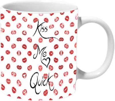

Mooch Wale Kiss Me Quick Ceramic Mug(325 ml), Multicolor